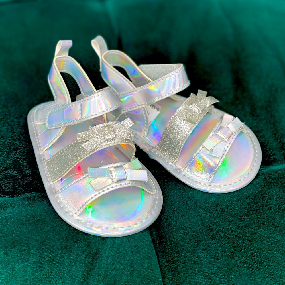 Goldbug silver sandals 9-12 months NWOT